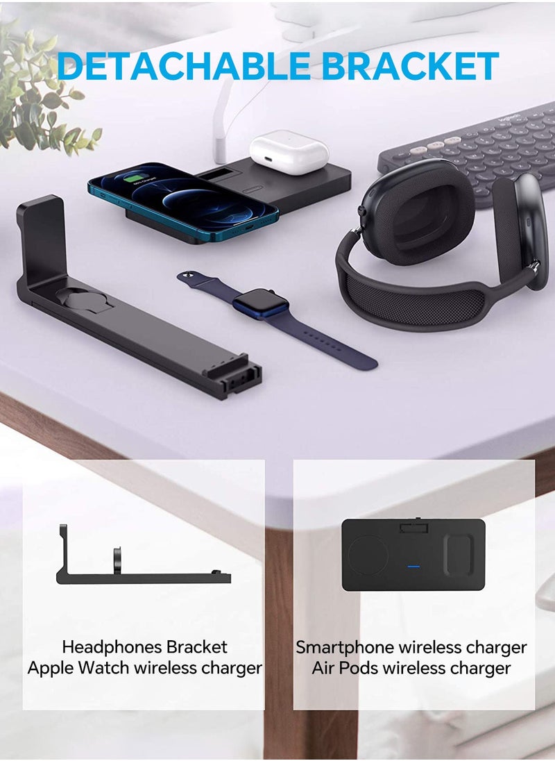 LEOKOR - 4-in-1 Headphone Stand,Desk Gaming Headset Holder with Wireless Charger and Type c Ports,Suitable for Gamer Desktop Table Game Earphone Accessories - Image 1