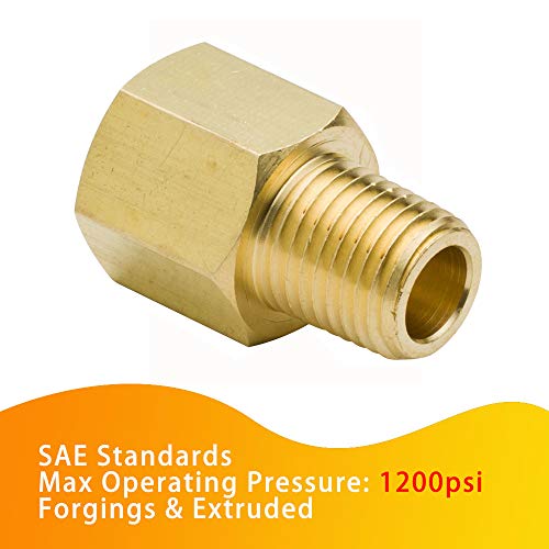 Legines 1/2" NPT Female to 3/8" NPT Male Reducing Pipe Adapter Brass Reducer Coupling Fitting 1200psi High Pressure (Pack of 2) - Image 2