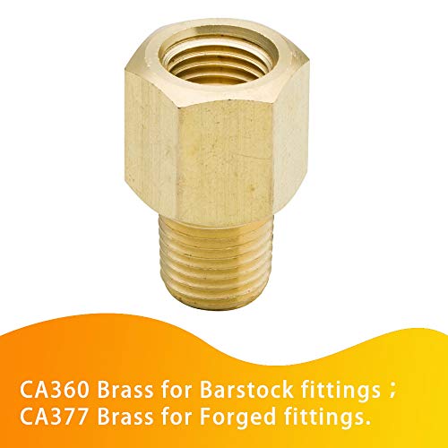 Legines 1/2" NPT Female to 3/8" NPT Male Reducing Pipe Adapter Brass Reducer Coupling Fitting 1200psi High Pressure (Pack of 2) - Image 3