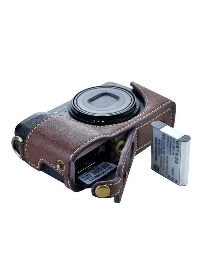 Rieibi حافظة Ricoh GR III/GR IIIx - حافظة كاميرا جلدية PU عتيقة لكاميرا Ricoh GR IIIx GR III GRIII GR3 DSLR - حافظة واقية مع حزام - بني - Image 3