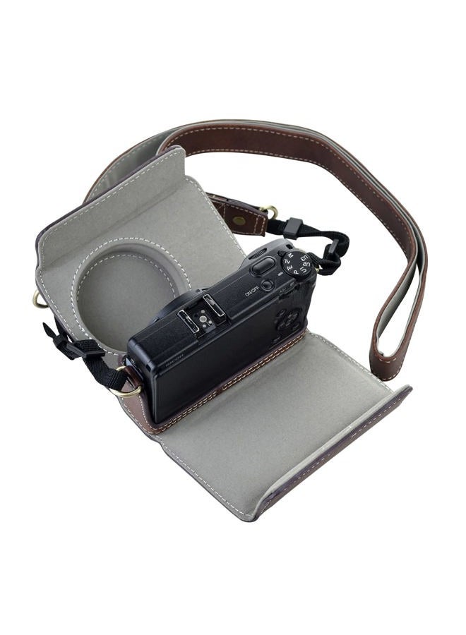 Rieibi حافظة Ricoh GR III/GR IIIx - حافظة كاميرا جلدية PU عتيقة لكاميرا Ricoh GR IIIx GR III GRIII GR3 DSLR - حافظة واقية مع حزام - بني - Image 5