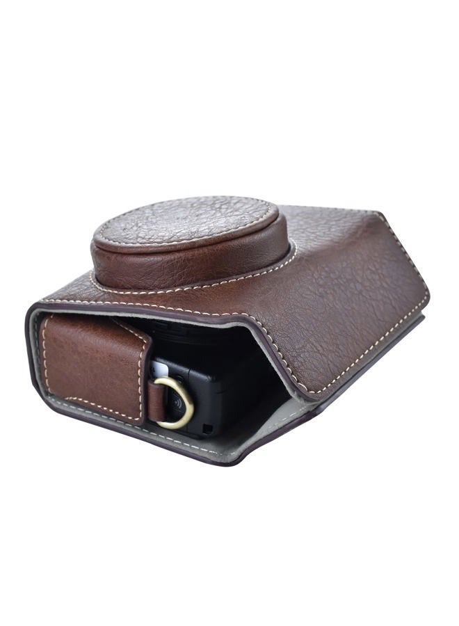 Rieibi حافظة Ricoh GR III/GR IIIx - حافظة كاميرا جلدية PU عتيقة لكاميرا Ricoh GR IIIx GR III GRIII GR3 DSLR - حافظة واقية مع حزام - بني - Image 2