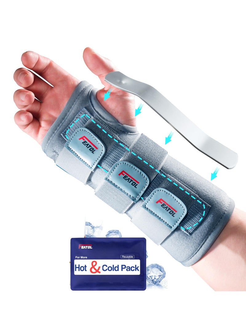 FEATOL Carpal Tunnel Wrist Brace | Adjustable Hand Night Sleep Support Brace, Removable Metal Wrist Splint- Hot/Ice Pack, Right Hand, Small/Medium for Men, Women, Relieve and Treat Pain  - Image 1