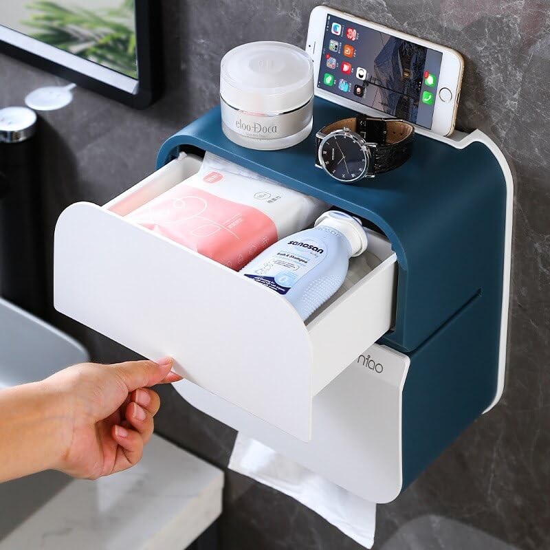 bosig® Tissue Box Cover Rectangular Waterproof Wall-Mounted Non-Perforated Tissue Box, ABS Material, Suitable for All Kinds of Pumping Paper, Toilet Paper, Roll - Image 2