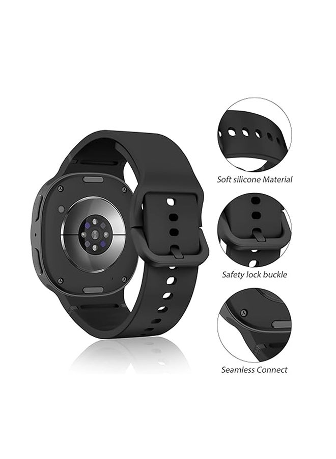 O Ozone Silicone Bands For Samsung Galaxy Watch 8 Band 40mm 44mm, Galaxy Watch 8 Classic Band 46mm, Waterproof Soft Wristband Sport Strap for Women Men-Black - Image 3