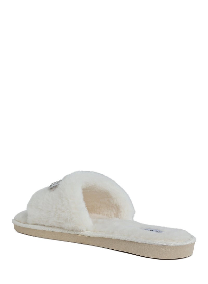 لندن راج شباشب لندن راغ النسائية المصنوعة من الفرو باللون الأبيض الكريمي - Image 3