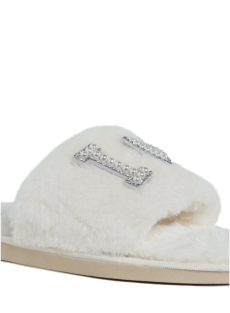 لندن راج شباشب لندن راغ النسائية المصنوعة من الفرو باللون الأبيض الكريمي - Image 5