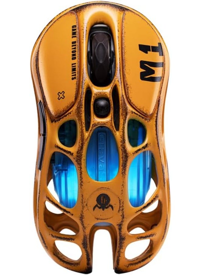 Mercury M1 Pro Gaming Mouse, Lightweight Magnesium Alloy, 26,000 DPI, PAW3395DM Sensor, 5 Programmable Buttons, Support Wired/2.4GHz/BT, Up to 200 Hours Battery Life (Battle-Yellow) - Image 1