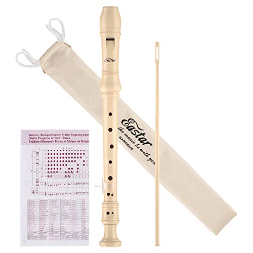 Eastar Soprano Recorder Instrument for Kids Beginner, Baroque Fingering C Key with Cleaning Kit, Thumb Rest, Cotton Bag, Fingering Chart, ERS-21BN, Natural, School-Approved - Image 5
