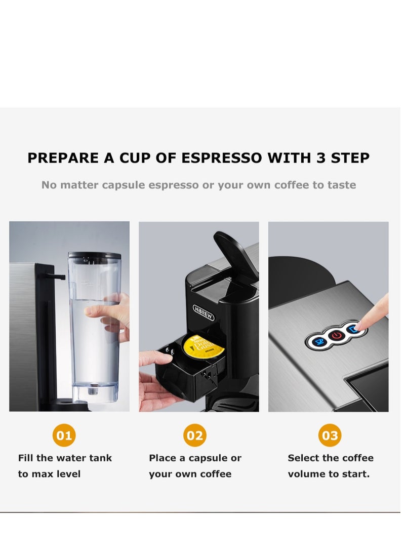 HiBREW - HiBREW 5 ADAPTERS 5 in 1 Multi Capsule 1450w Espresso DG K-cup Hot and Cold Brew  Cup capsule coffee maker H3A - Image 1