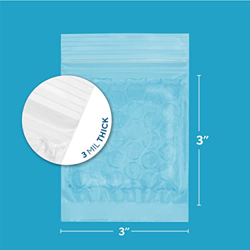 GPI POLY GPI - 50 Count, 3" x 3" Bubble Recloasable Zip Bags, 3 Mil Thick, Resealable, Reusable, Protective Bubble Pouch, Double Sided Cushion Wrap Bags For Storage Packaging, Mailing & Shipping Fragile - Image 2