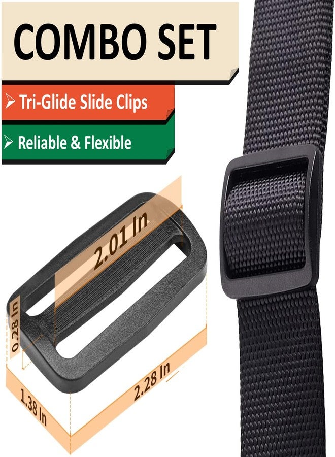 DEYACE 2 Inch Nylon Webbing Strap with Plastic Tri-Glide Slide Clips, 10 25 50 Yards Heavy Duty Nylon Strapping for Indoor or Outdoor Gear, DIY Crafting, Repairing (Black, 2" x 10 Yards) - Image 4