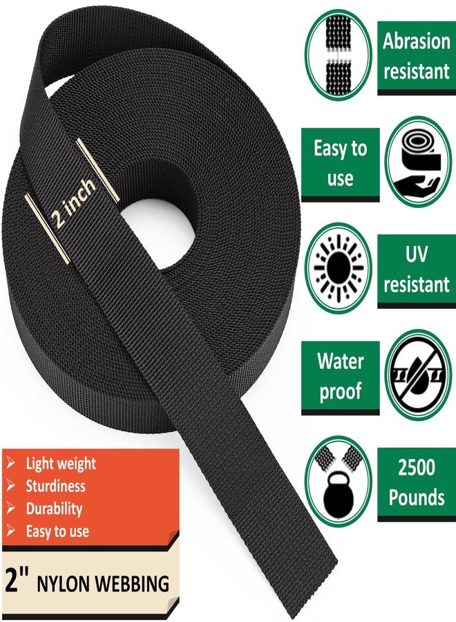DEYACE 2 Inch Nylon Webbing Strap with Plastic Tri-Glide Slide Clips, 10 25 50 Yards Heavy Duty Nylon Strapping for Indoor or Outdoor Gear, DIY Crafting, Repairing (Black, 2" x 10 Yards) - Image 2