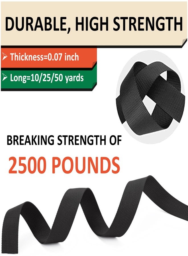 DEYACE 2 Inch Nylon Webbing Strap with Plastic Tri-Glide Slide Clips, 10 25 50 Yards Heavy Duty Nylon Strapping for Indoor or Outdoor Gear, DIY Crafting, Repairing (Black, 2" x 10 Yards) - Image 5