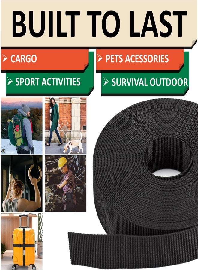 DEYACE 2 Inch Nylon Webbing Strap with Plastic Tri-Glide Slide Clips, 10 25 50 Yards Heavy Duty Nylon Strapping for Indoor or Outdoor Gear, DIY Crafting, Repairing (Black, 2" x 10 Yards) - Image 3