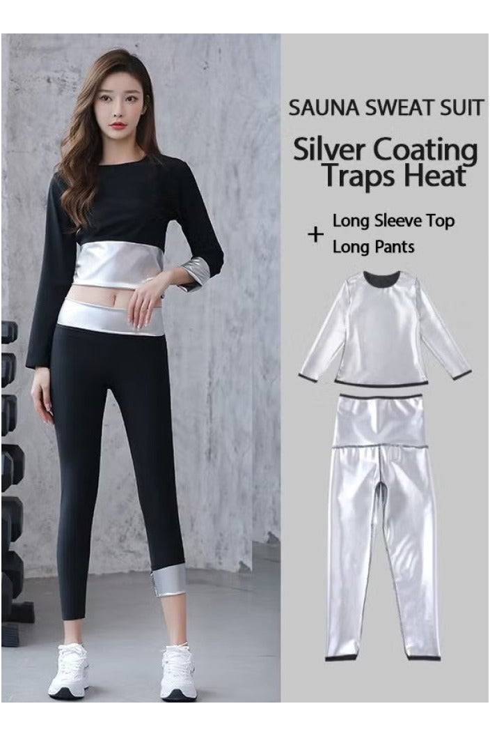 انسجام بدلة ساونا رياضية للنساء | أكمام طويلة + بنطال | حرق المزيد، تعرق أكثر - Image 1