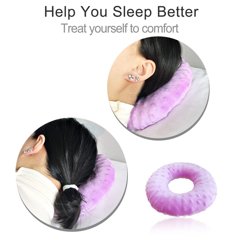 Heal n Hope Piercing Pillow Ear Pillows Donut with Hole for Ear Pain CNH, Piercing, Pain Relief Sleeping, Pressure Sore, Side Sleepers, Headphones Minky Dot Lavender  - Image 4