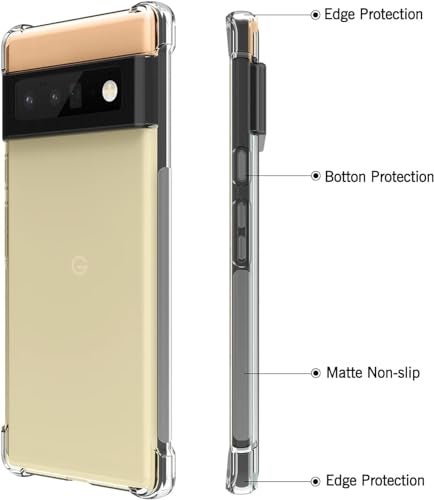 USTIYA Case for Google Pixel 6 Pro Clear TPU Four Corners Protective Cover Transparent Soft funda - Image 3
