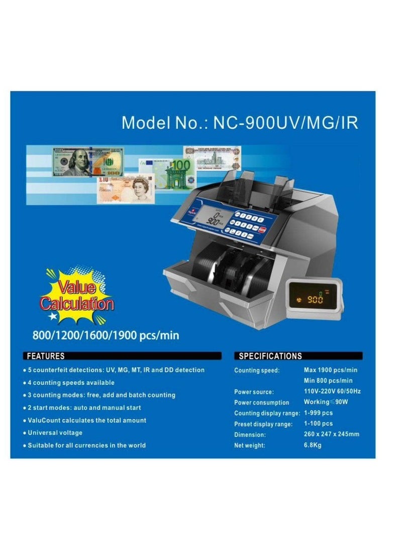 Money Counting Machine with UV/MG/IR Detection – NC – 900