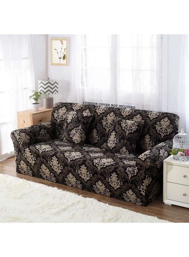 House of Quirk Universal Four Seater Sofa Cover Big Elasticity Cover for Couch Flexible Stretch Sofa Slipcover (Black/Brown Motif, 230-300cm) - Image 1