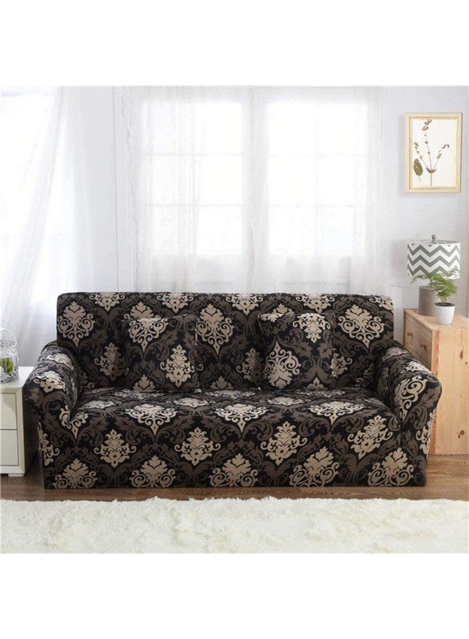 House of Quirk Universal Four Seater Sofa Cover Big Elasticity Cover for Couch Flexible Stretch Sofa Slipcover (Black/Brown Motif, 230-300cm) - Image 2
