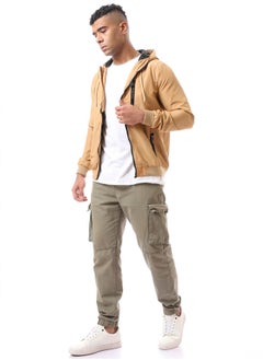 Elastic Ribbed Cuff Zip up Dark Beige Bomber Jacket - pzsku/Z8C14F2D958519EC0CE58Z/45/_/1727254209/96a05983-dfb0-431b-bdce-b58140ed2829