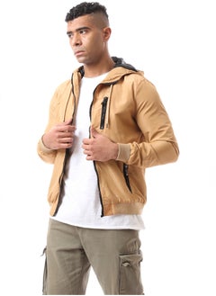 Elastic Ribbed Cuff Zip up Dark Beige Bomber Jacket - pzsku/Z8C14F2D958519EC0CE58Z/45/_/1727254418/98ba1c6d-af59-48d3-ae18-7a15dd145d79