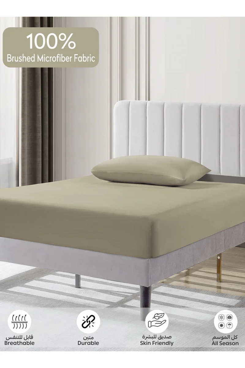 Donetella Bedding Fitted Sheet - Fits 120x200 Cm For Single Bed - 2 Pcs (1 Fitted Sheet and 1 Pillowcases) - 35 Cm Deep Pocket - Solid Bed Sheet