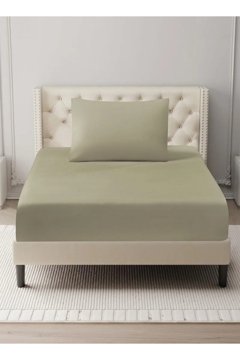 Donetella Bedding Fitted Sheet - Fits 120x200 Cm For Single Bed - 2 Pcs (1 Fitted Sheet and 1 Pillowcases) - 35 Cm Deep Pocket - Solid Bed Sheet
