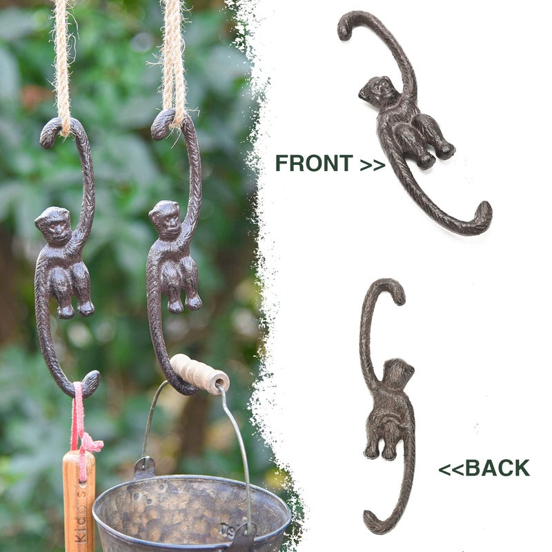 Sungmor Cast Iron Plant Hangers, 2PC Monkey Hooks, 7.9 Inch Large S Planter Hanger, Ceiling Extender Hooks for Hanging Plants, Flower Basket, Plant Pot, Macrame Plant Holder, Lantern, Windchime - Image 4