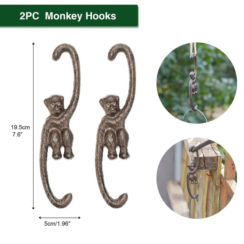 Sungmor Cast Iron Plant Hangers, 2PC Monkey Hooks, 7.9 Inch Large S Planter Hanger, Ceiling Extender Hooks for Hanging Plants, Flower Basket, Plant Pot, Macrame Plant Holder, Lantern, Windchime - Image 5