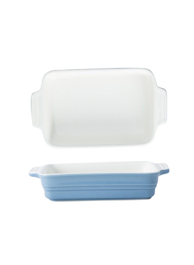 Binaural Ceramic Baking Plate Cheese Baked Rice Plate Household Dish Creative Internet Celebrity Tableware Special Bowl For Microwave Oven-Specifications:Blue Bakeware 3 - Image 1