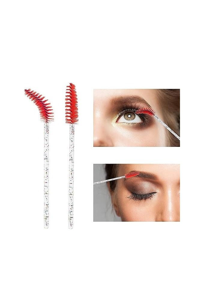 ORiTi ORiTi 50 Pcs Disposable Mascara Brushes Crystal Eyelash Wands Mascara Applicator Spooly for Eyelashes (Crystal-Red)  - Image 4