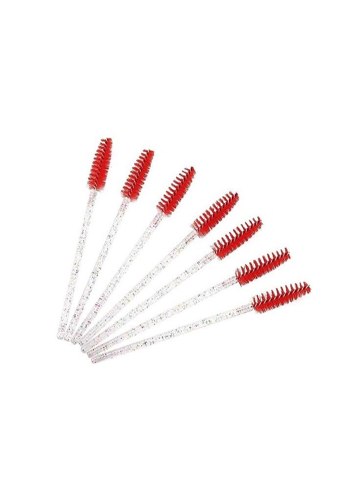 ORiTi ORiTi 50 Pcs Disposable Mascara Brushes Crystal Eyelash Wands Mascara Applicator Spooly for Eyelashes (Crystal-Red)  - Image 3