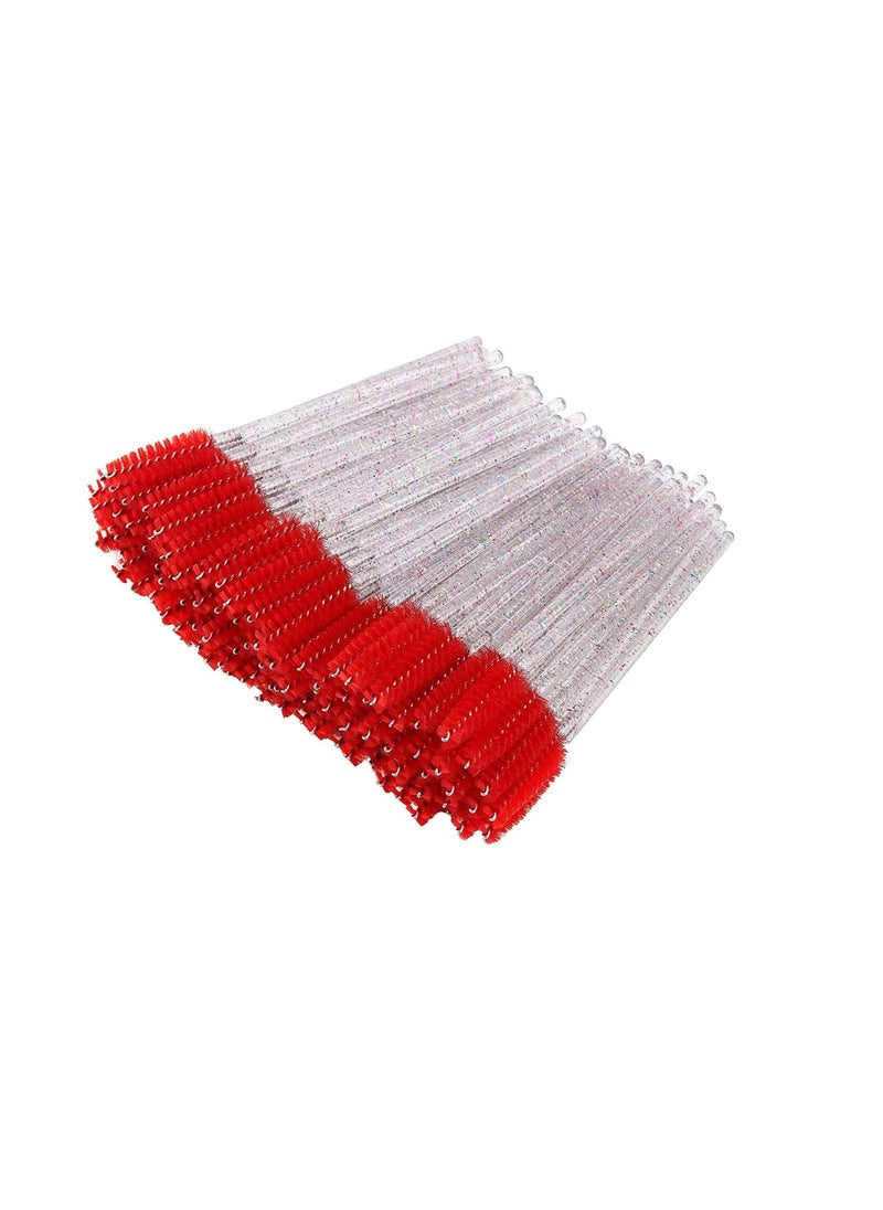 ORiTi ORiTi 50 Pcs Disposable Mascara Brushes Crystal Eyelash Wands Mascara Applicator Spooly for Eyelashes (Crystal-Red)  - Image 2
