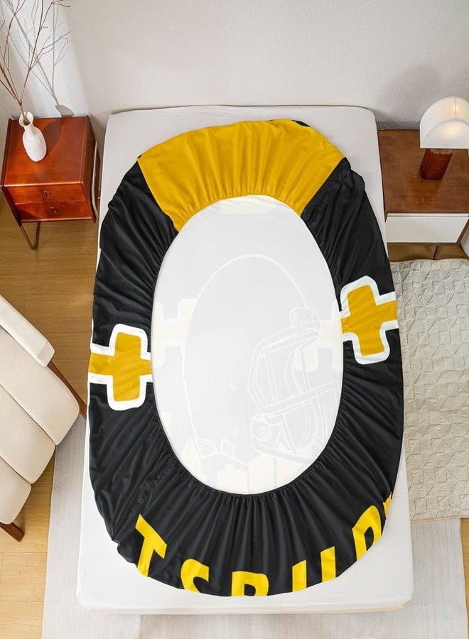 Erosebridal Boys Sports Fitted Sheet Twin Size,Football Helmet Bed Sheets,Blue Gray Rugby Bed Set,American Football Bedding Set with 1 Pillowcase,Yellow Black(Pittsburgh) - Image 5