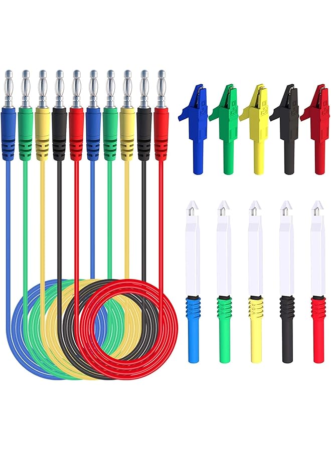 SYOSI Circuit Testers, Banana To Banana Plug Test Leads Kit, With Alligator Clips Insulation Wire, For Multimeter Automotive Diagnostic Testing, 4Mm - Image 1