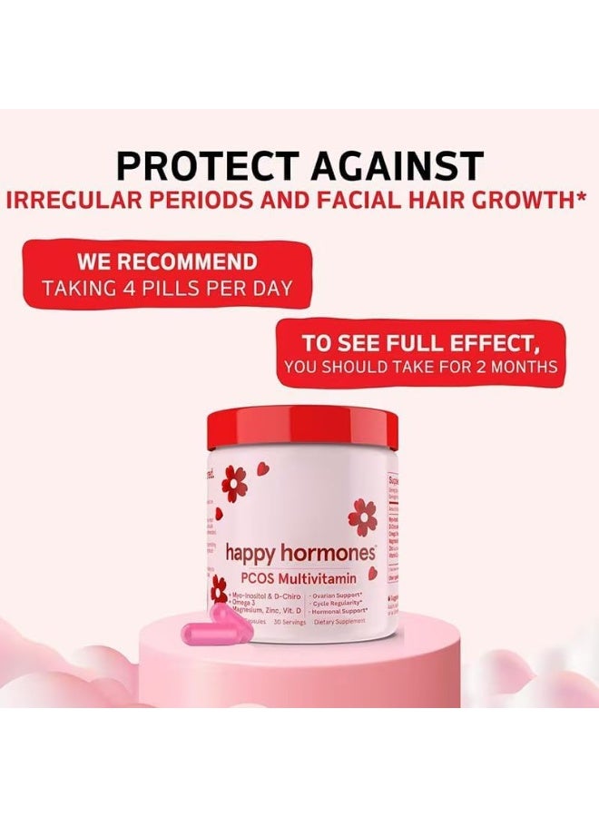 Happy Hormones Myo-Inositol & D-Chiro Inositol Natural Supplement for Women's Hormone Balance, Mood Support &Energy Boost 120 CAPS - Image 2