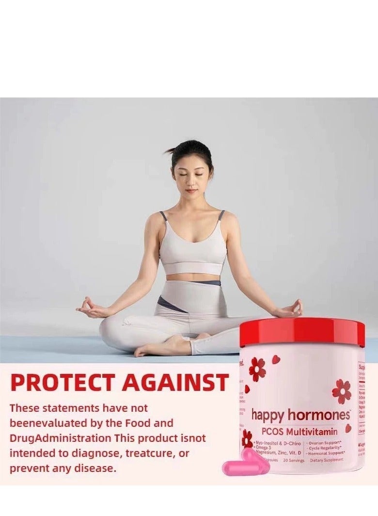 Happy Hormones Myo-Inositol & D-Chiro Inositol Natural Supplement for Women's Hormone Balance, Mood Support &Energy Boost 120 CAPS - Image 3
