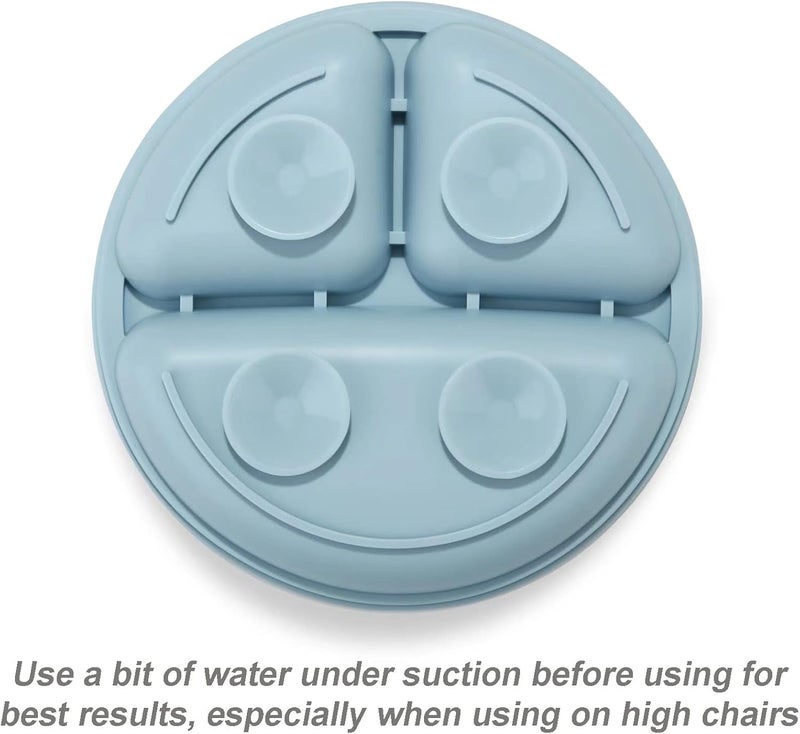 PandaEar أطباق الأطفال المصنوعة من السيليكون القابلة للتقسيم وغير القابلة للكسر 3 عبوات غير قابلة للانزلاق آمنة في غسالة الصحون والميكروويف باللون الأزرق والأخضر والبني - Image 5