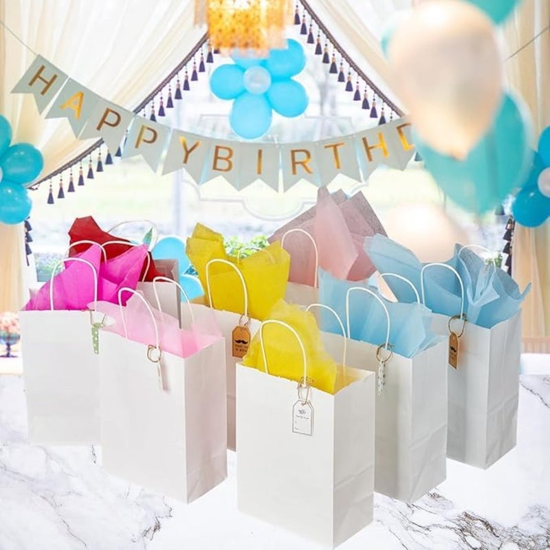 24 Bags White Paper bags with handles 22 x 16 x 8 cm Small Kraft Gift bags for Birthday Party Favors, Weddings, Restaurant takeouts, Christmas - Image 4