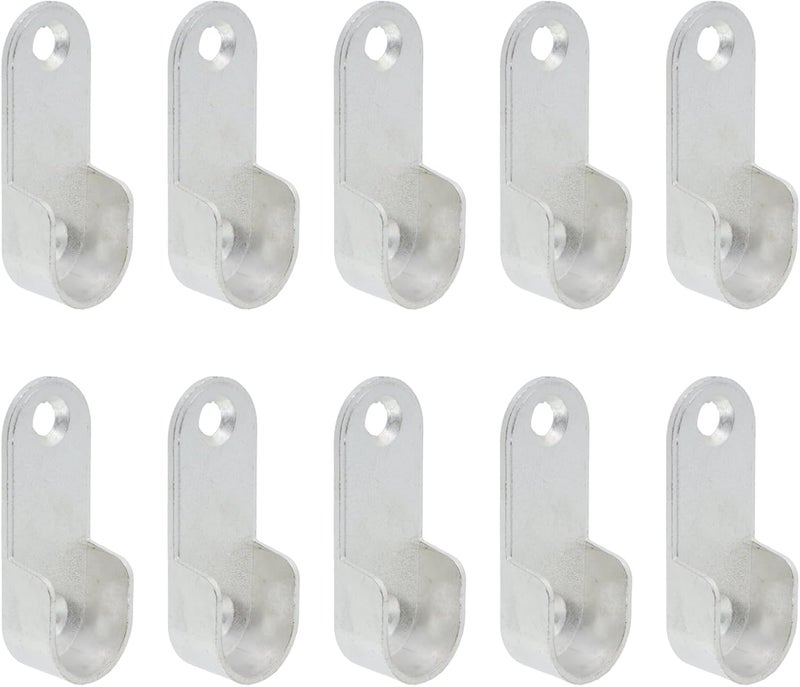 Mcredy 10 Pcs Closet Rod Bracket Zinc Alloy Oval Hanging Rail Rod Holder End Bracket Support for Wardrobe Closet, Silver - Image 1