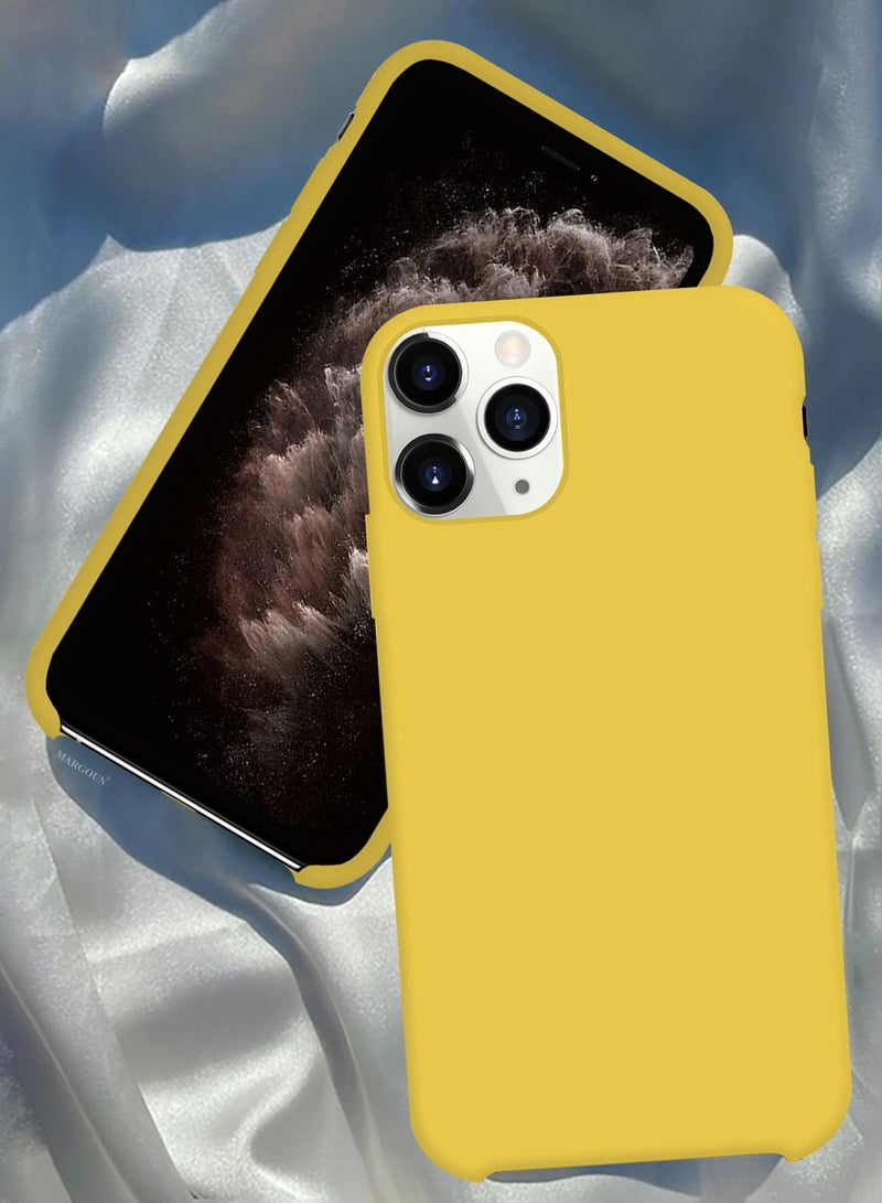 CATANES غطاء سيليكون ناعم وحريري لجهاز آبل آيفون 11 برو ماكس - حماية كاملة للجسم - أصفر - Image 5