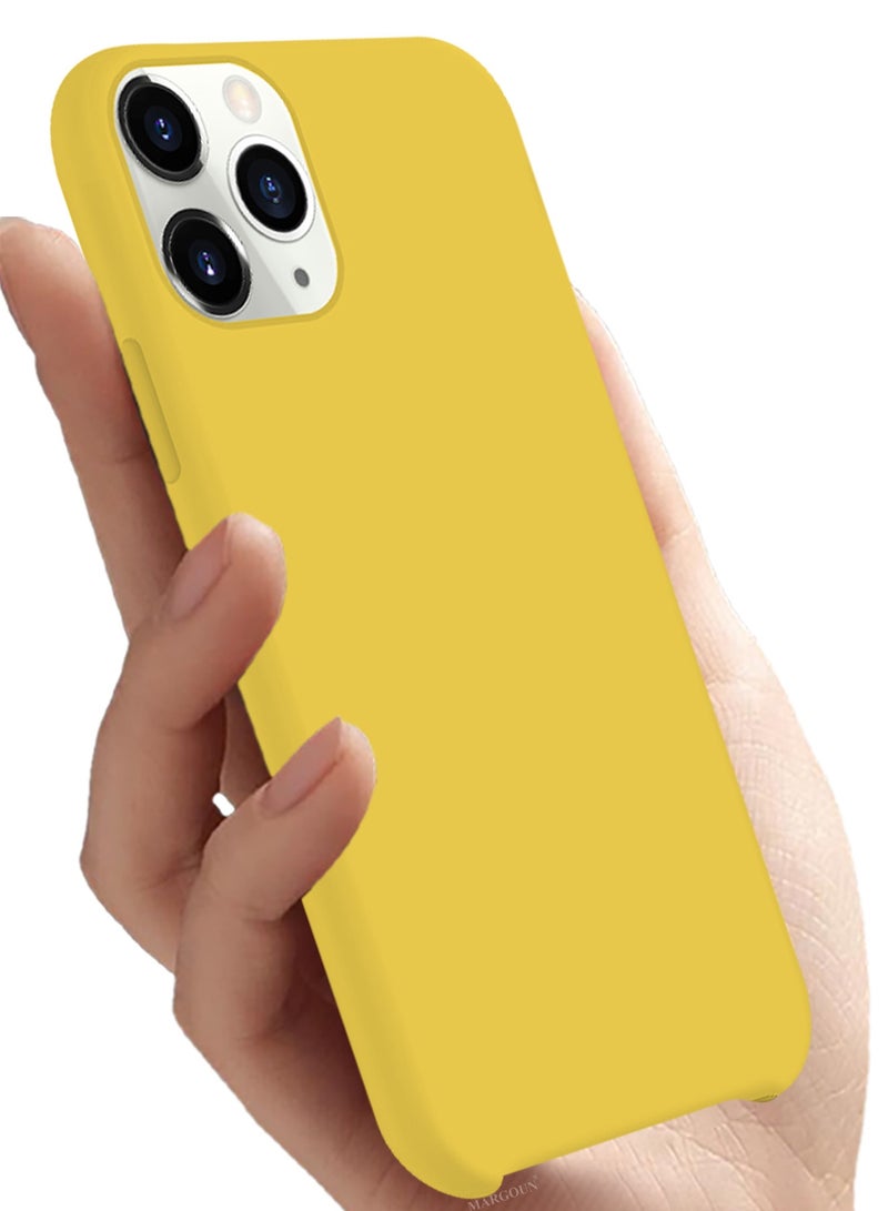 CATANES غطاء سيليكون ناعم وحريري لجهاز آبل آيفون 11 برو ماكس - حماية كاملة للجسم - أصفر - Image 3