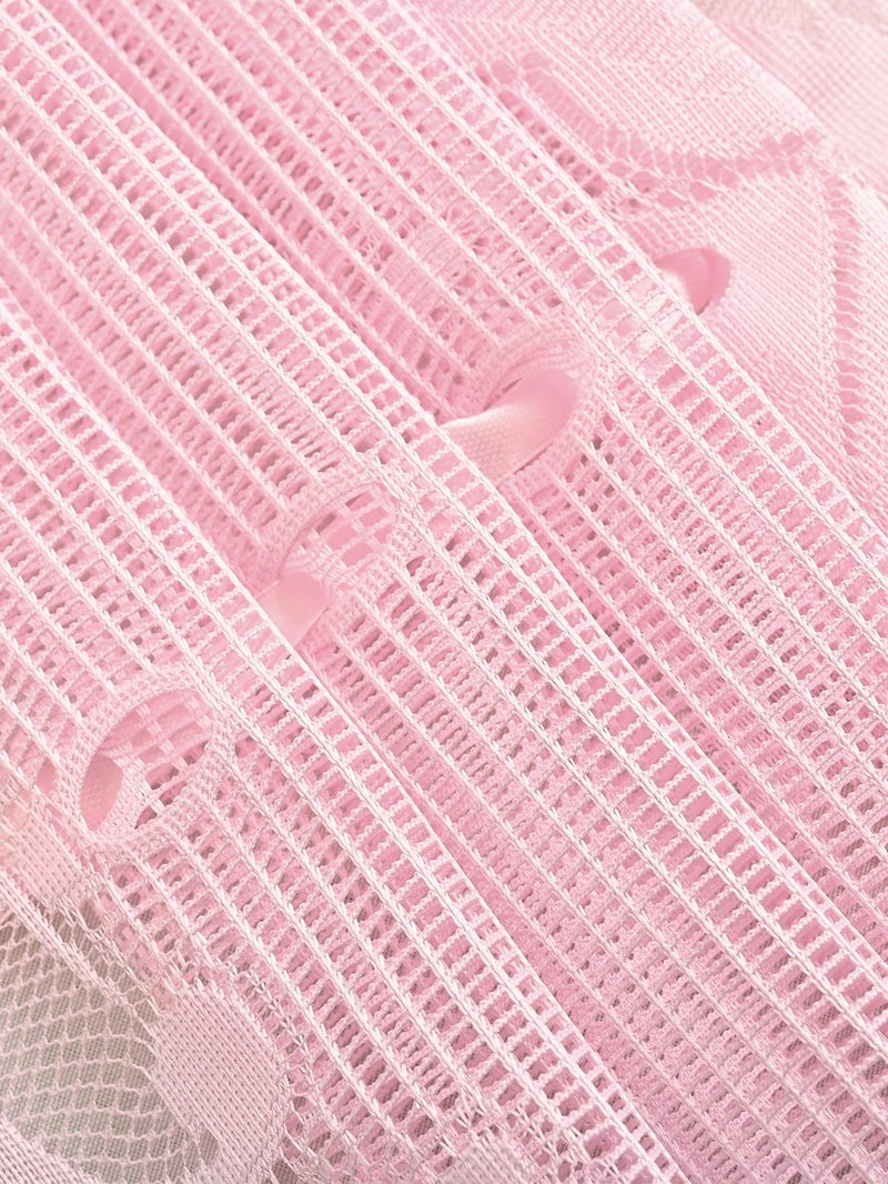 Jayla Pink Semi-Sheer Floral Lace Curtain Swag for Kitchen Half Window Bathroom Decoration Rod Pocket,59 x 39 Inch, 1 Panel - Image 4