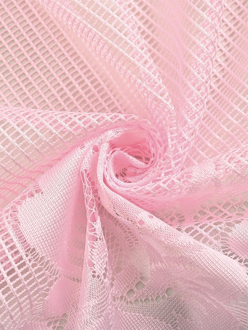 Jayla Pink Semi-Sheer Floral Lace Curtain Swag for Kitchen Half Window Bathroom Decoration Rod Pocket,59 x 39 Inch, 1 Panel - Image 5