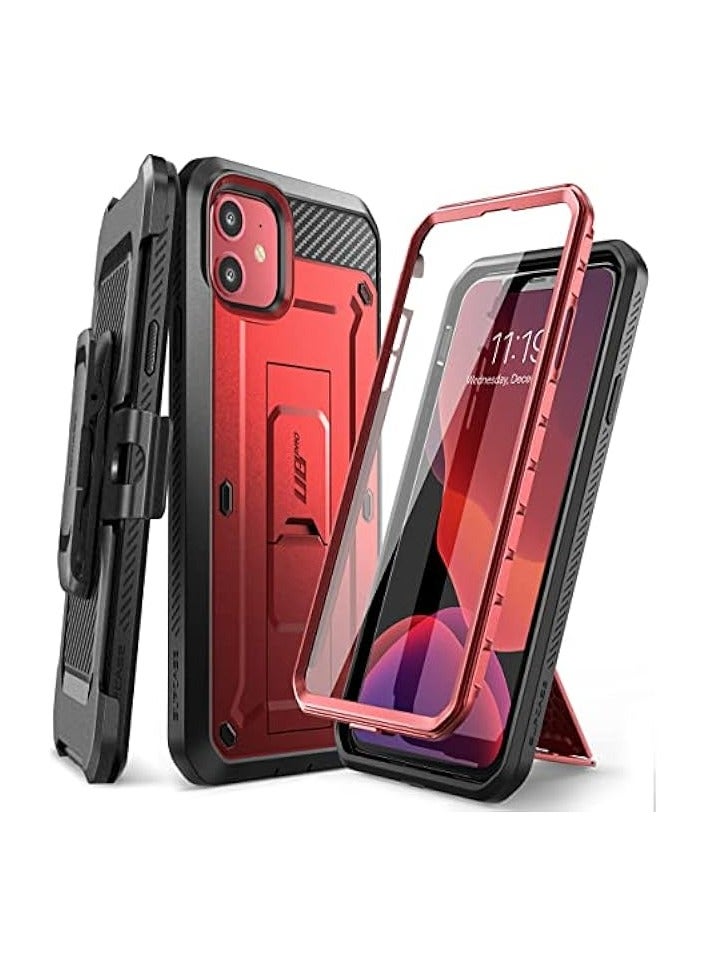 SUPCASE Unicorn Beetle Pro Series Case Designed For iPhone 11 6.1" (2019 Release), Full-Body Rugged Holster Case With Built-in Screen Protector & Kickstand & Belt-Clip - MetallicRed - Image 1
