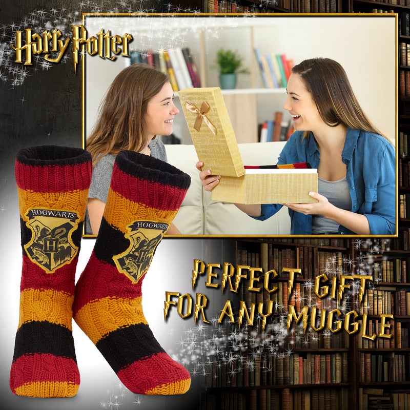 Harry Potter Women's Slipper Socks, Multi, Plush, Non-Slip, Merchandise for Potterheads - Image 2