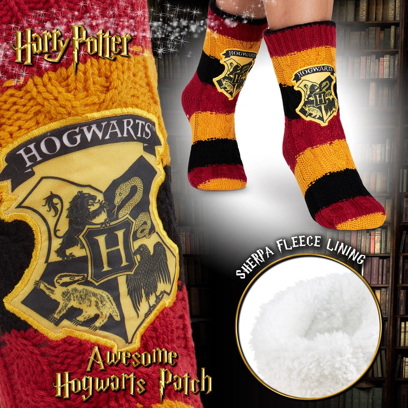 Harry Potter Women's Slipper Socks, Multi, Plush, Non-Slip, Merchandise for Potterheads - Image 3