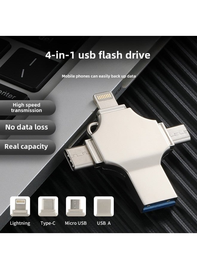 Multi-Function Four-In-One USB Flash Drive Compatible With For Apple Type-C Mobile Phones Cross OTG USB Drive Metal Shell USB 3.0-Capacity:8GB (plug And Play IOS13 Above) - Image 1